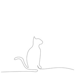 cat silhouette one line drawing vector illustration 