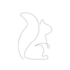 Squirrel animal silhouette line drawing on white background vector illustration 