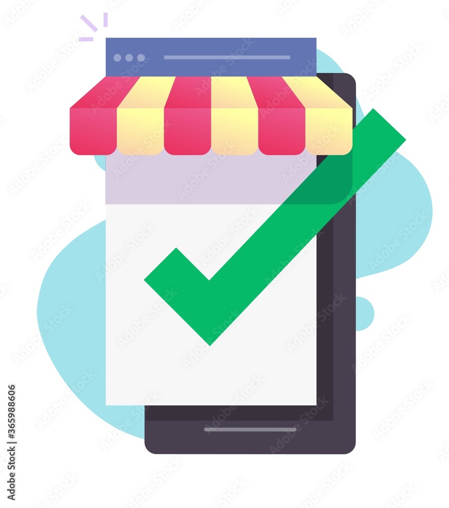 Poster internet store shop online e-commerce on mobile phone screen vector or smartphone digital ecommerce 