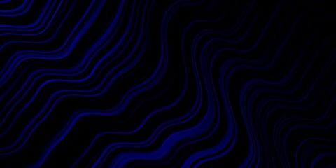 Dark BLUE vector pattern with curves. Colorful illustration with curved lines. Template for cellphones.