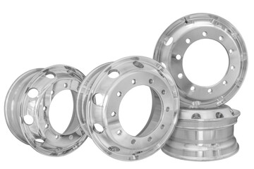 composition of machine wheel discs on a white background