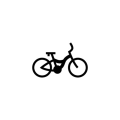 Bicycle icon in black flat glyph, filled style isolated on white background