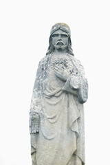 Fototapeta na wymiar Very ancient stone statue of Jesus Christ