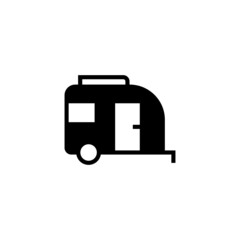 Caravan icon in black flat glyph, filled style isolated on white background