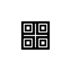 Qr code vector icon in black flat glyph, filled style isolated on white background