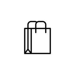 Shopping bag icon, packaging icon  in black line style icon, style isolated on white background