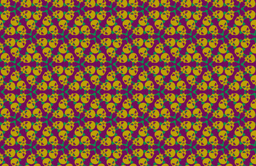 Seamless pattern with skulls and bones. Ornamental background. Vector colorful illustration. Endless texture.