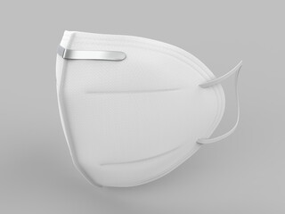 Blank N 95 respirator mask for mock up design. 3d render illustration.