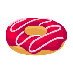 Doughnut cartoon vector illustration of icon.Isolated illustration cartoon of donut on white background.Vector icon of chocolate doughnut.