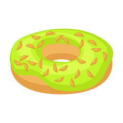 Doughnut cartoon vector illustration of icon.Isolated illustration cartoon of donut on white background.Vector icon of chocolate doughnut.