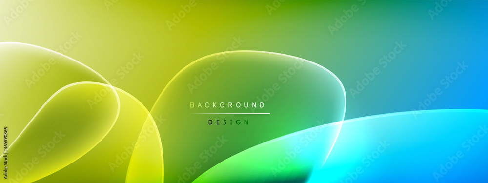 Wall mural vector abstract background - liquid bubble shapes on fluid gradient with shadows and light effects. 