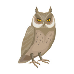 Owl bird cartoon vector illustration of icon. .Vector icon of animal owl. Isolated cartoon illustration of bird animal on white background.