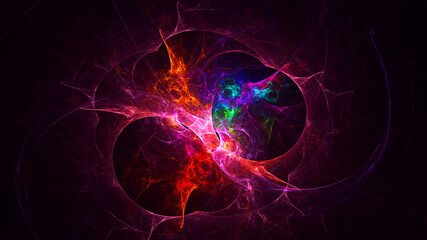 3D rendering abstract multicolor fractal light background