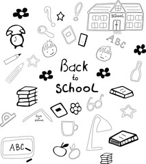 Set of education doodle vector illustration in cute hand drawn style. Back to school doodles collection isolated on white background