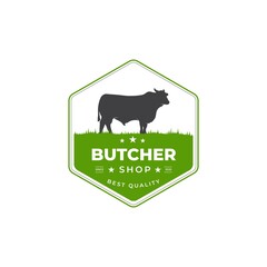 Obraz premium Vintage Cattle / Beef Label Emblem logo design inspiration. Vector illustrations.