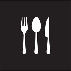 Fork, knife and spoon icon logo vector template.design for restaurant.