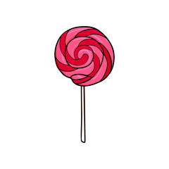 Vector lollipop. Striped red lollipop stock illustration