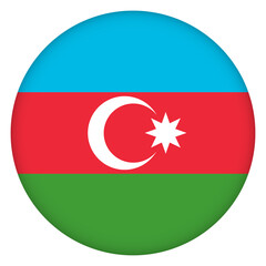 Flag of Azerbaijan round icon, badge or button. Azerbaijani national symbol. Template design, vector illustration.