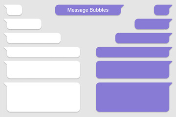 Blank vector message bubbles. Chat or messenger speech bubble. SMS text frame. Short message sending.