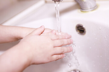 Hygiene rules. Hand washing before meals. Antibacterial treatment of hands with soap. A way to...