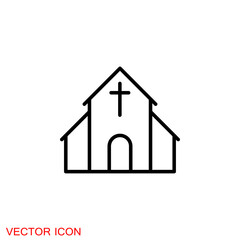 Church vector icons of religious christianity signs and symbols