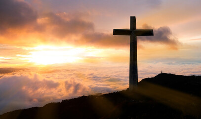 The Crucifixion of Jesus Christ - Crosses at Sunset Abstract Concepts
