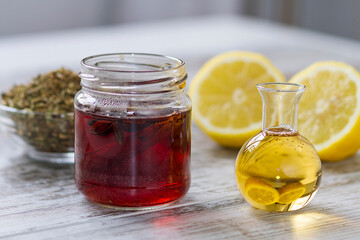 An infusion of organic herbs with honey and lemon