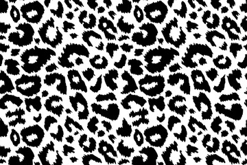 Obraz premium Trendy leopard pattern background. Hand drawn fashionable wild animal cheetah skin black white texture for fashion print design, banner, cover, wallpaper. Vector illustration