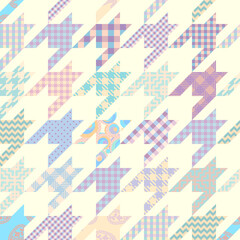 Classic Hounds-tooth pattern in a patchwork collage style.