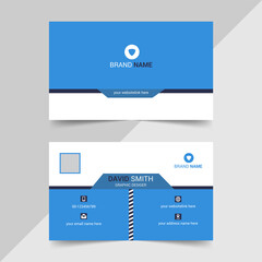 Professional business card template design shape design. Contact for company. office, blue color, Vector illustration