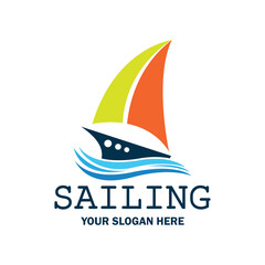 sailing logo with text space for your slogan tag line, vector illustration