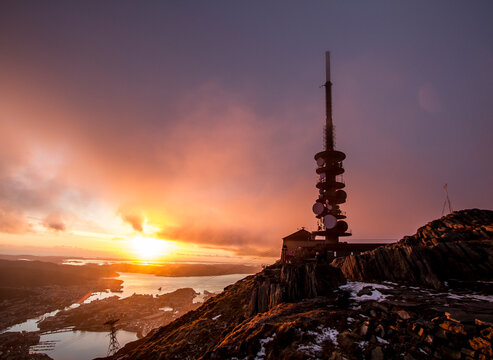 Sunset from Mt. Ulriken in Berge