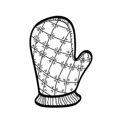 Vector illustration element mitten in doodle style. Hand drawn. Icon, symbol, logo. barbecue mittens