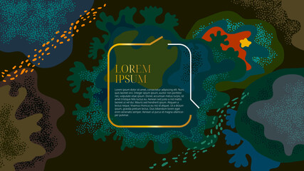 Abstract art pattern inspired by colorful coral reef on dark background