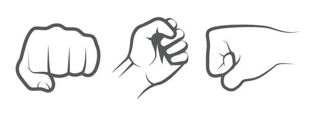 Hand punch icons on white background