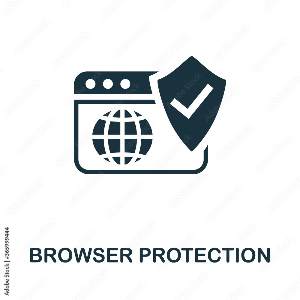 Poster browser protection icon. simple element from internet security collection. creative browser protecti