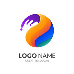 globe and water logo concept, modern 3d logo style in gradient vibrant colors