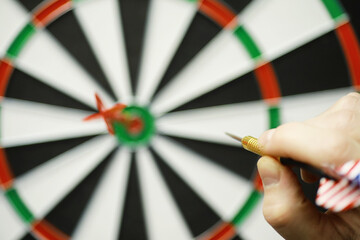 Darts. The dart for playing in the game board is stuck. Hit the sector in darts. The concept of a...