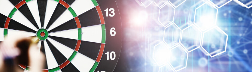 Darts. The dart for playing in the game board is stuck. Hit the sector in darts. The concept of a...
