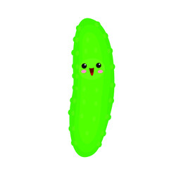 vector illustration with a cucumber. vegetables icon. cartoon flat style. stickers