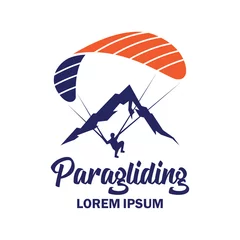Tuinposter paragliding icon with text space for your slogan tag line, vector illustration © sultan