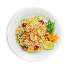 Fried Rice with Shrimps and tomatoesThai Food popular dish of Asian decorate carved