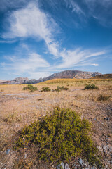 Mountains in the steppe, the Karatau mountain range. South Kazakhstan