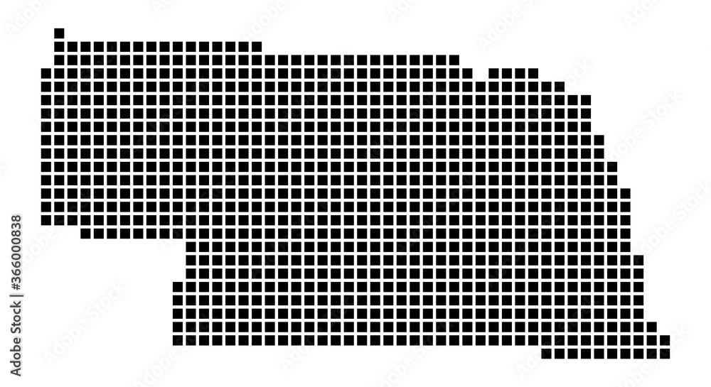 Poster nebraska map. map of nebraska in dotted style. borders of the us state filled with rectangles for yo