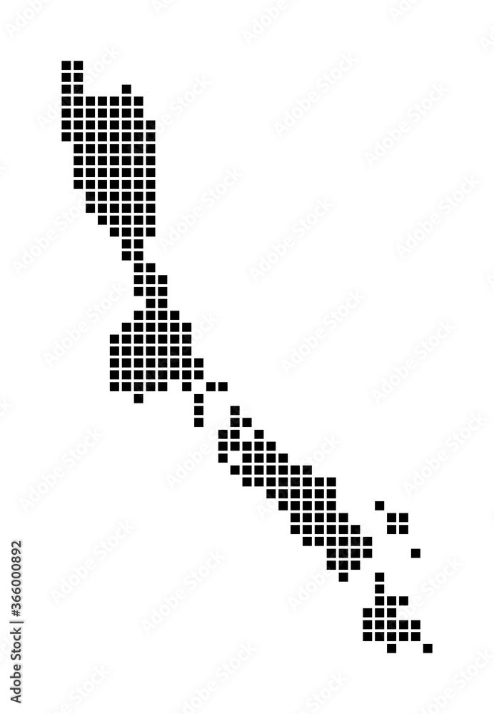 Poster losinj map. map of losinj in dotted style. borders of the island filled with rectangles for your des