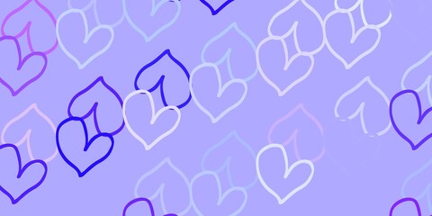 Light Purple vector background with hearts.