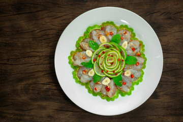 Shrimps in Fish Sauce and Spicy Sauce Seafood dipping chili hot and spicy dish Thai food