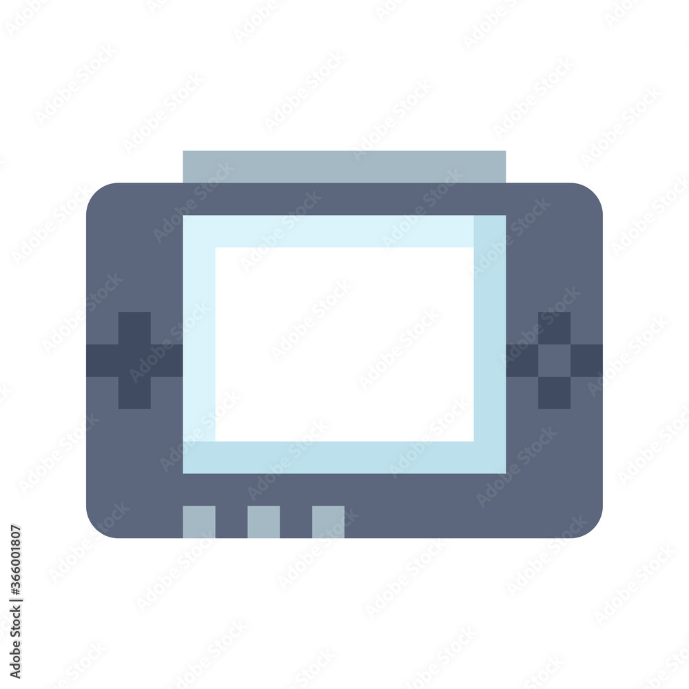 Poster game portable console flat icon. game divice vector flat color sign.
