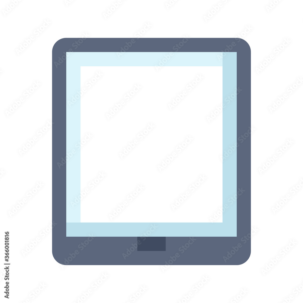 Poster tablet device flat icon. tablet with touch screen vector flat color sign.
