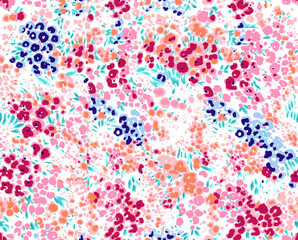 Elegant stylish spring floral seamless pattern with dots and lineart.